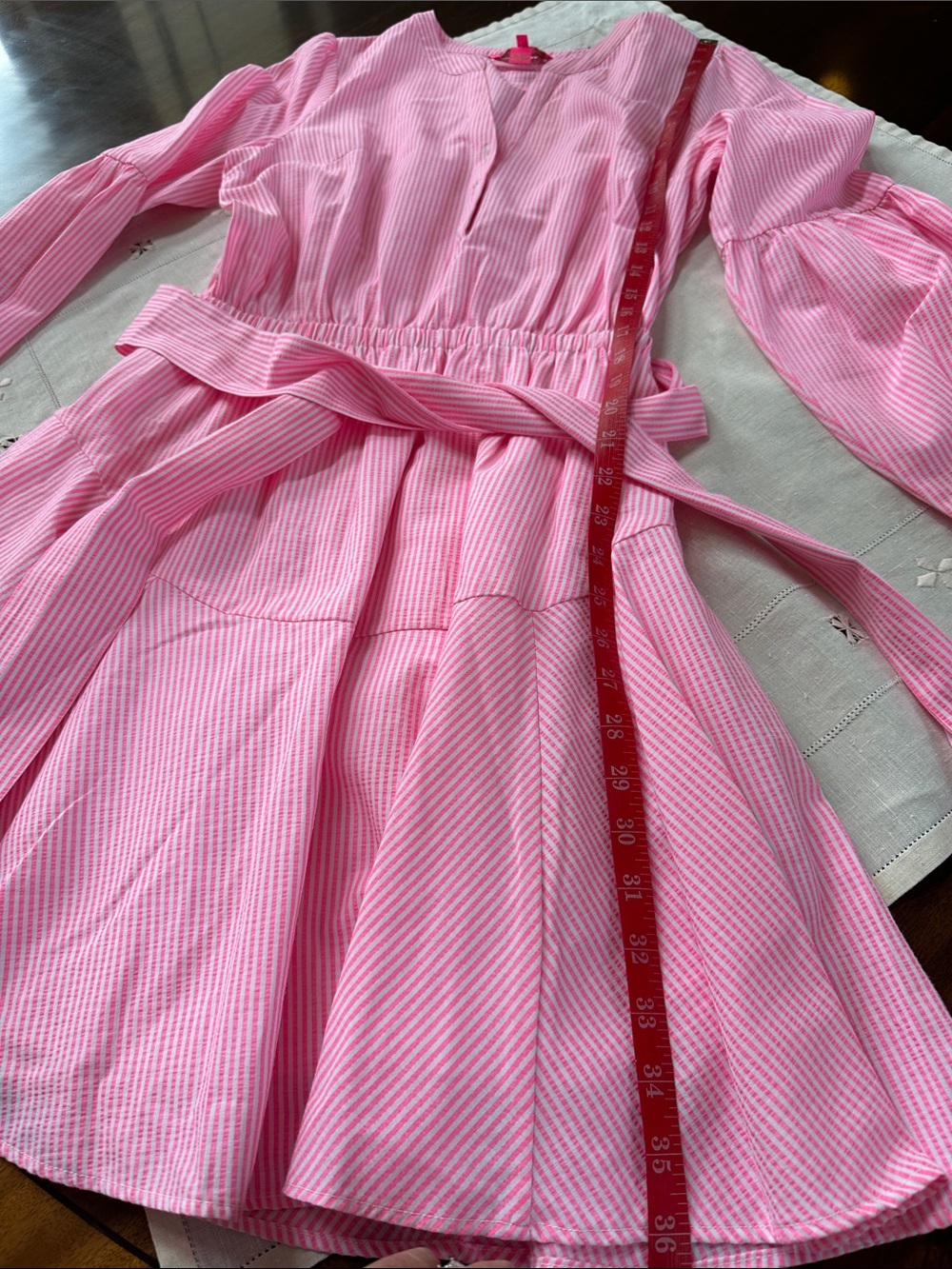 Lilly Pulitzer Carla Long Sleeve Seersucker Dress Roxie Pink Harbour Stripe Sz 6 - Picture 7 of 10